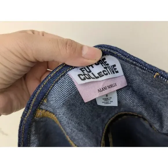 Women's Collared Denim Mini Dress - Future Collective With Alani Noelle Blue 8 - Picture 10 of 11